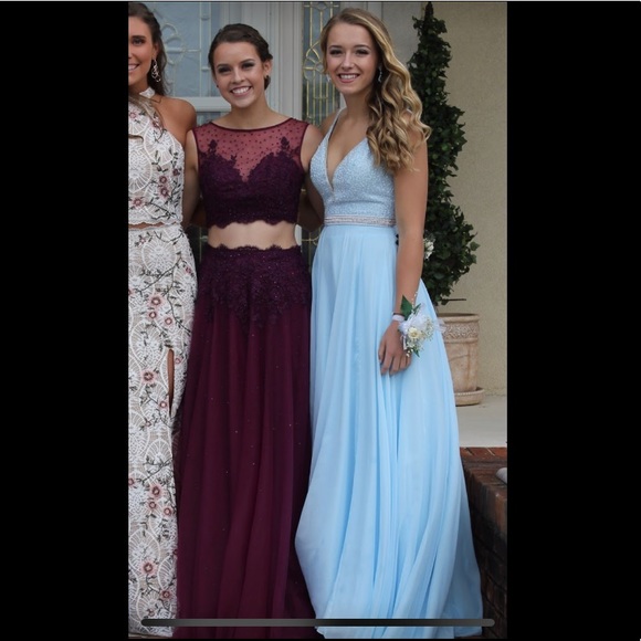 ***SOLD*** Sherri Hill pale blue beaded prom dress - Picture 2 of 6